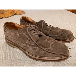 Men's Trask Brown Suede Wingtip Brogue Oxford Shoes Vibram‎ Sole Size 10
